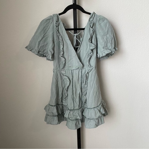 Saint + Secrets Green Ruffled Mini Dress Size Small - Picture 1 of 4